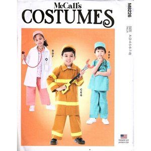 McCalls Costumes M8226 Child Fire Fighter Doctor Scrubs Sewing Pattern New